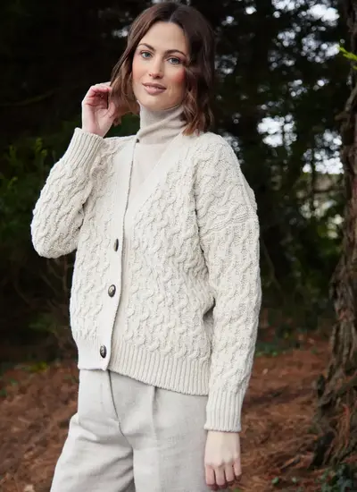 Cashmere Wool Aran Cardigan